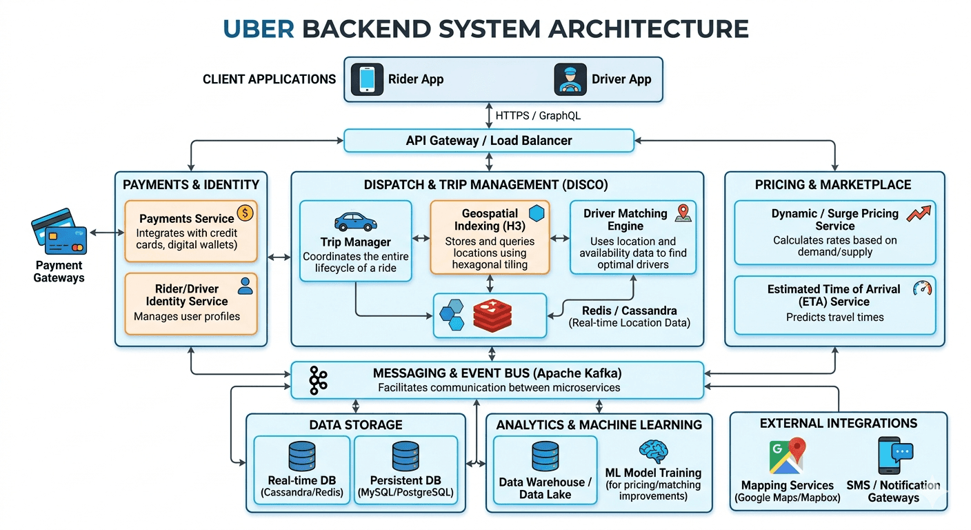 System Design Case Study — Uber (Ride-Hailing at Global Scale)