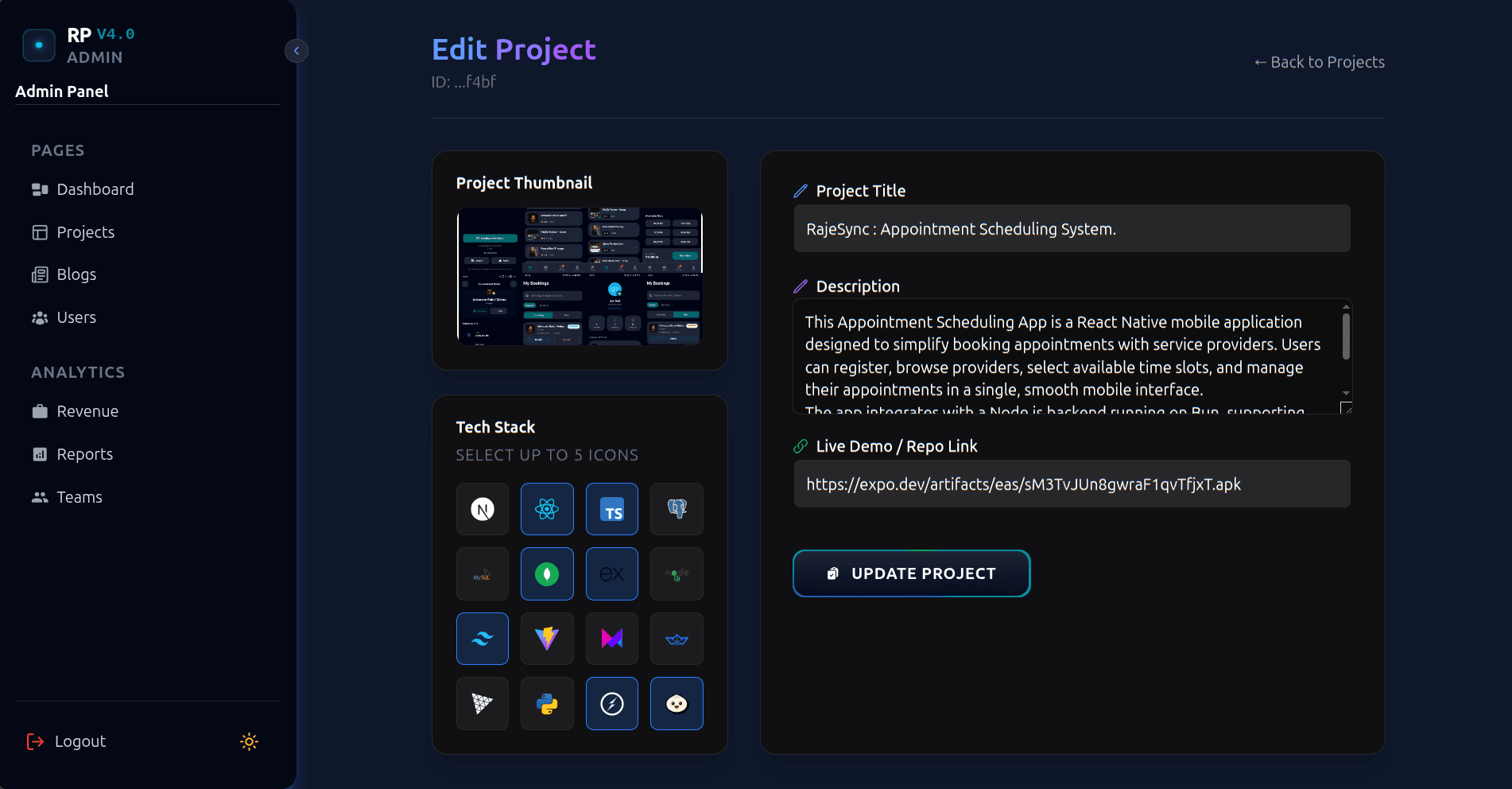 Portfolio CMS & Dynamic Dashboard