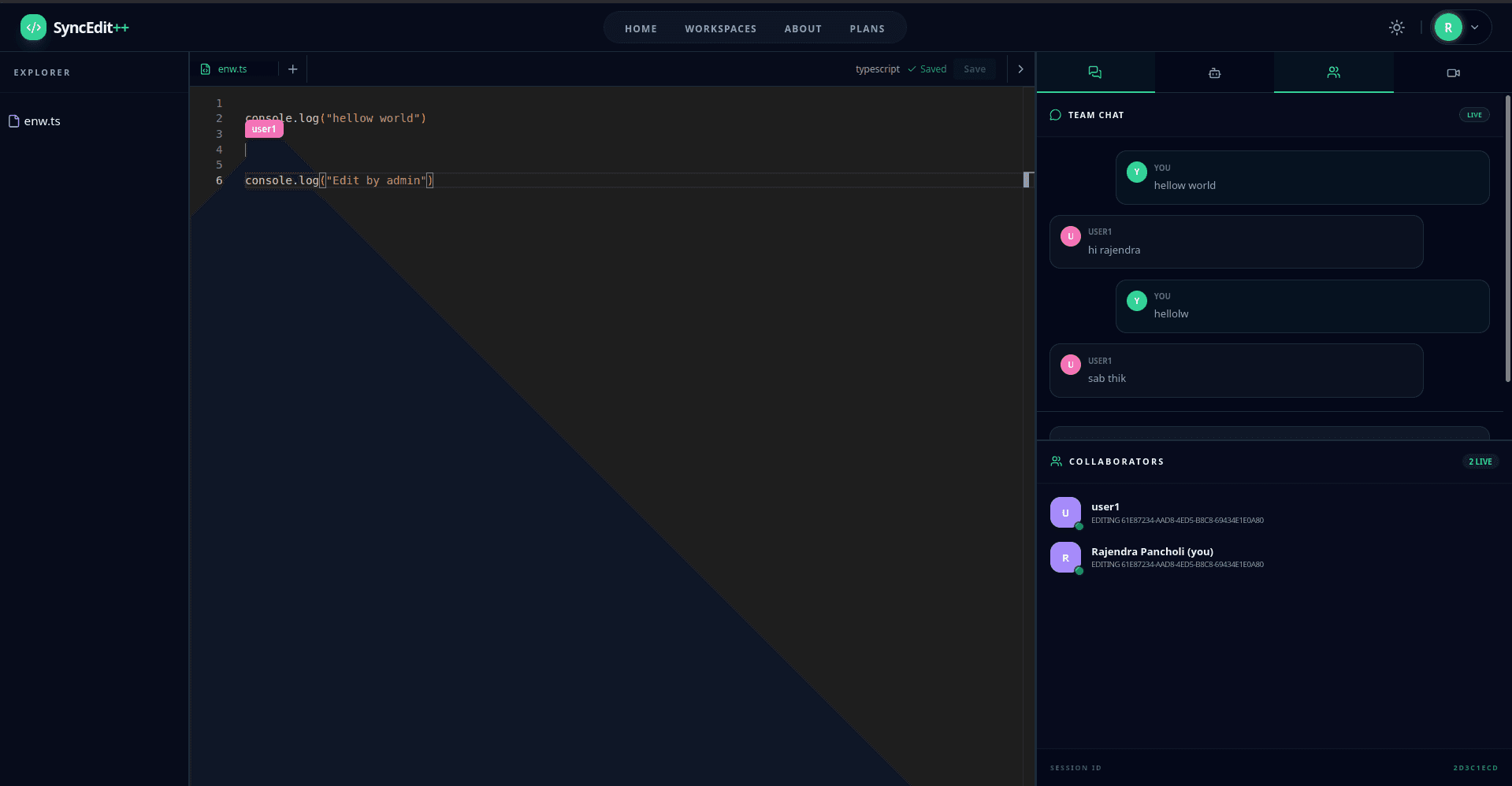 SyncEdit: Real-Time Collaborative Code Editor