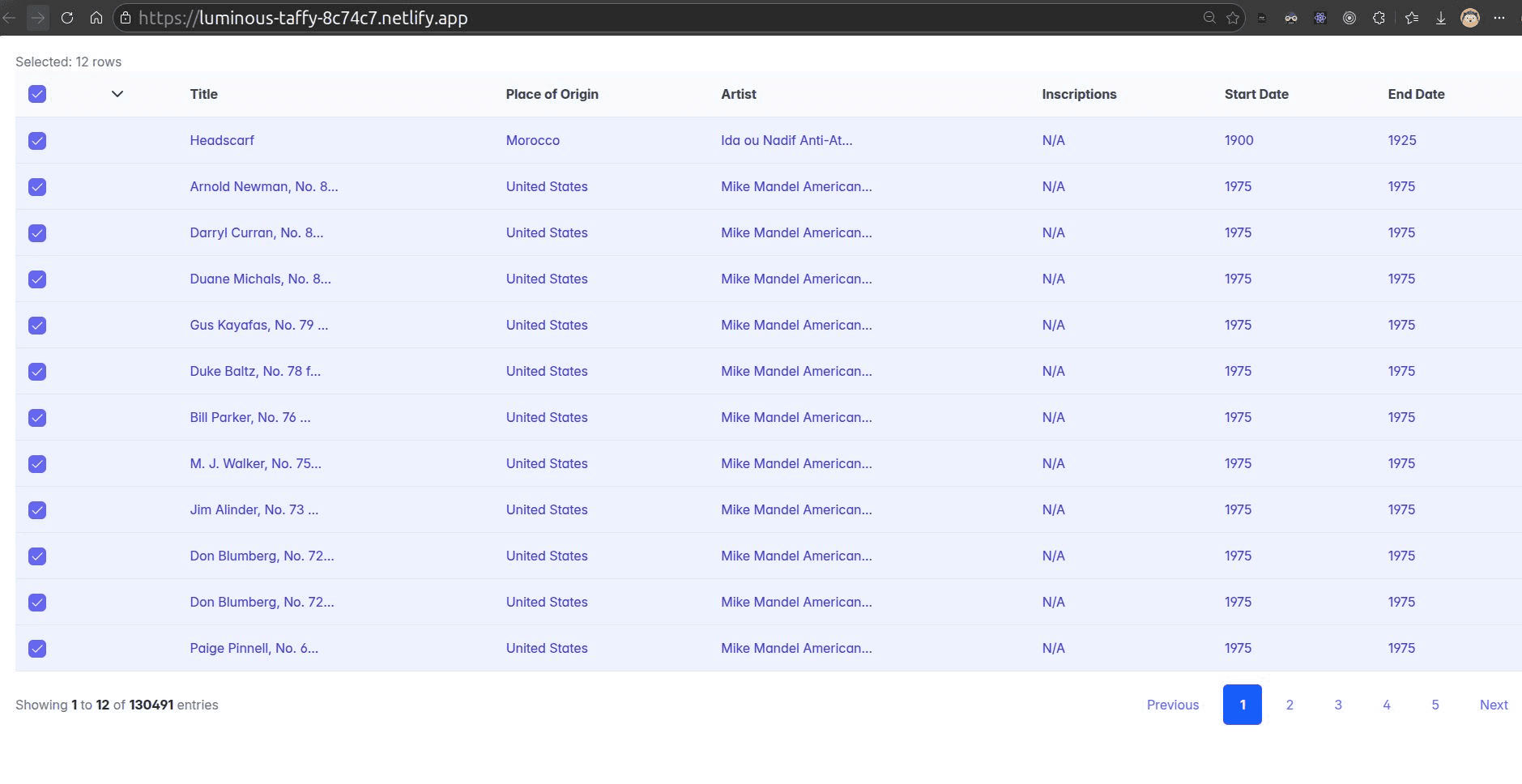 Server Side Selectable Grid